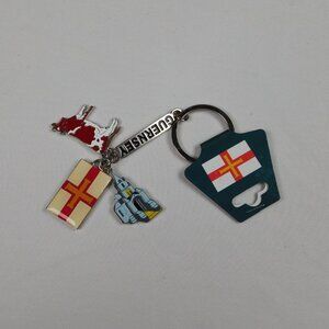 Guernsey Keychain Keyring Collectible Charms Channel Islands Souvenir Chapel Cow